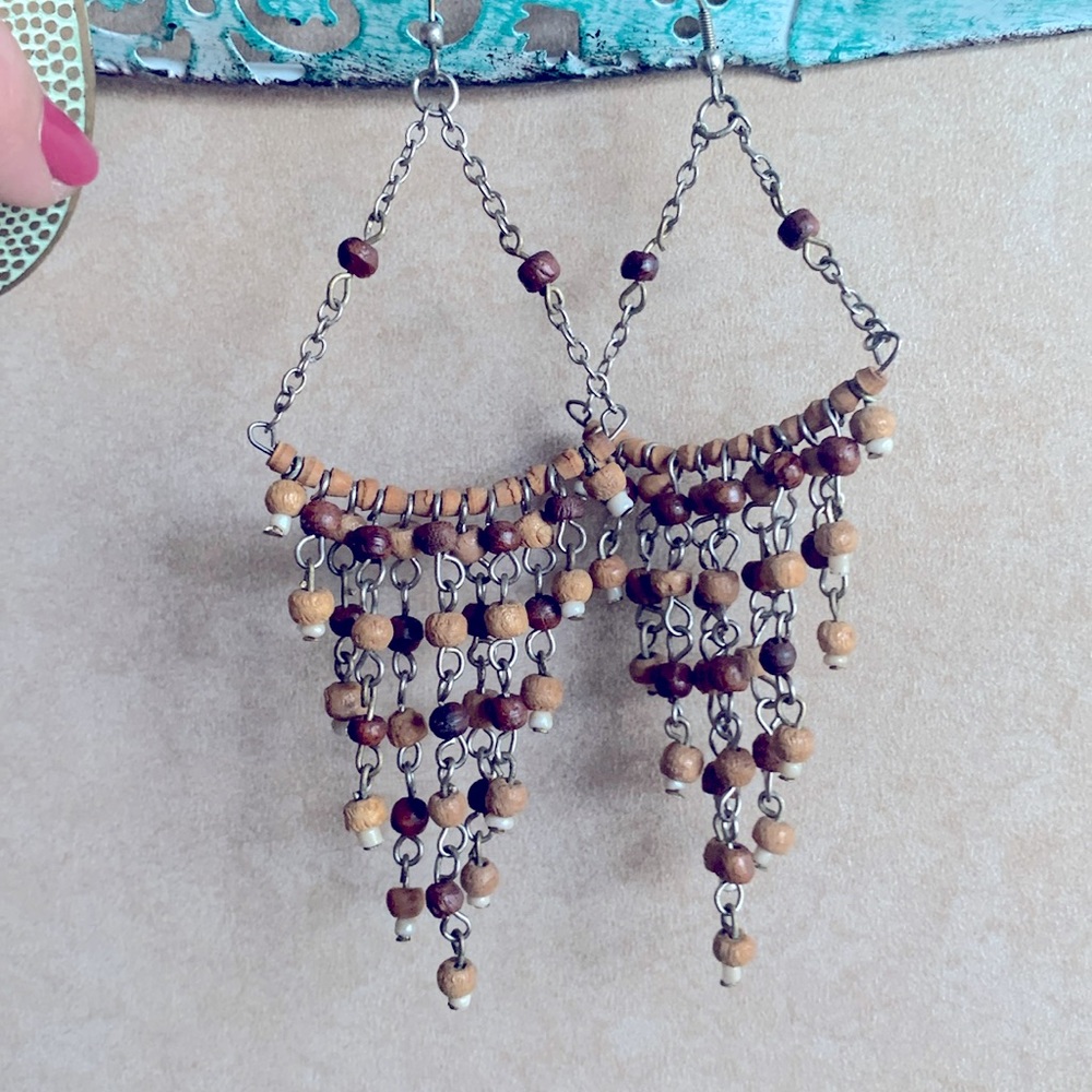 Steve Madden Chandelier Wooden Earrings